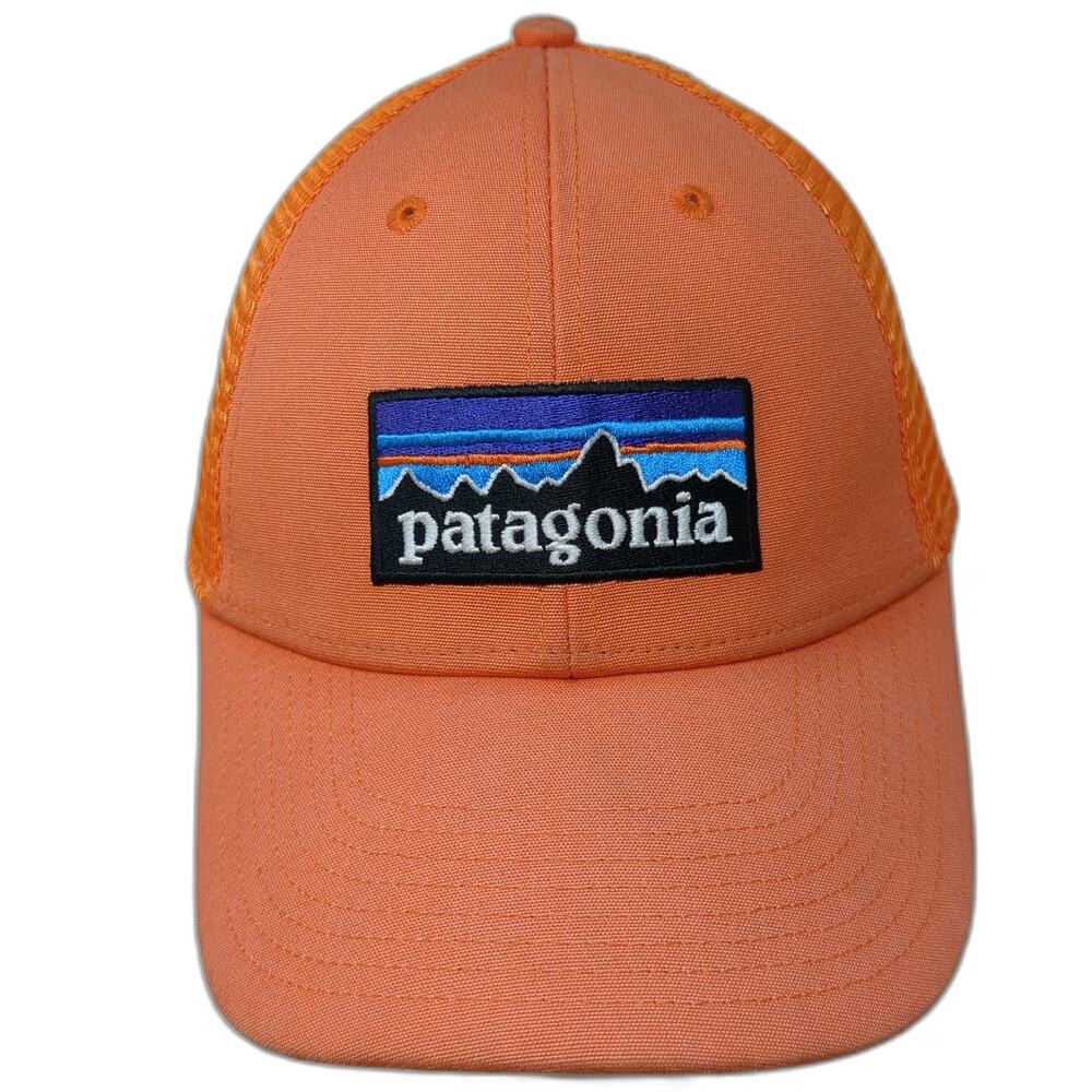 Patagonia Trucker Hat Orange One Size Mesh Back Snapback P-6 Logo Patch Outdoor
